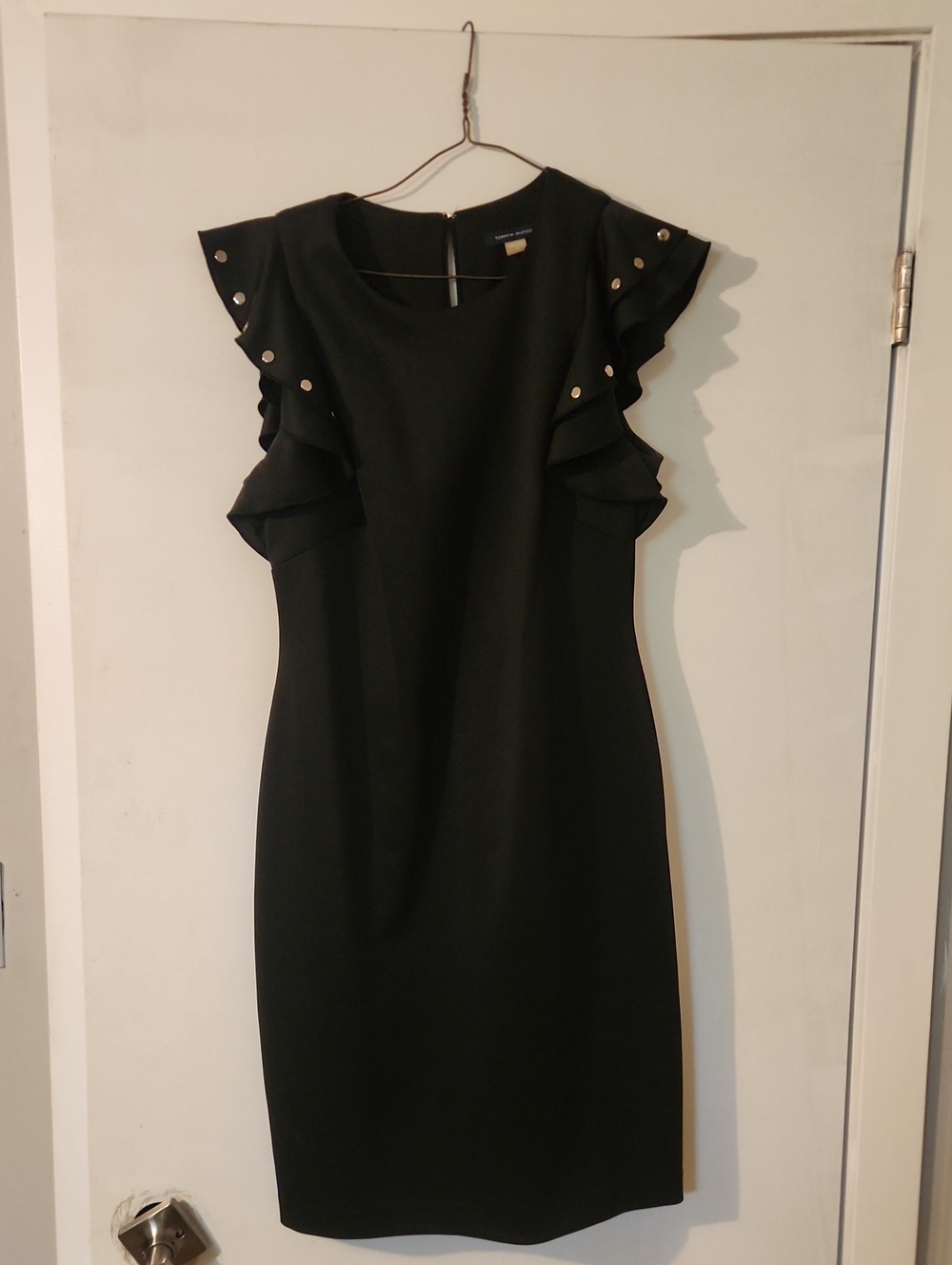 Tommy Hilfiger Black Ruffle Sleeve Midi Dress
